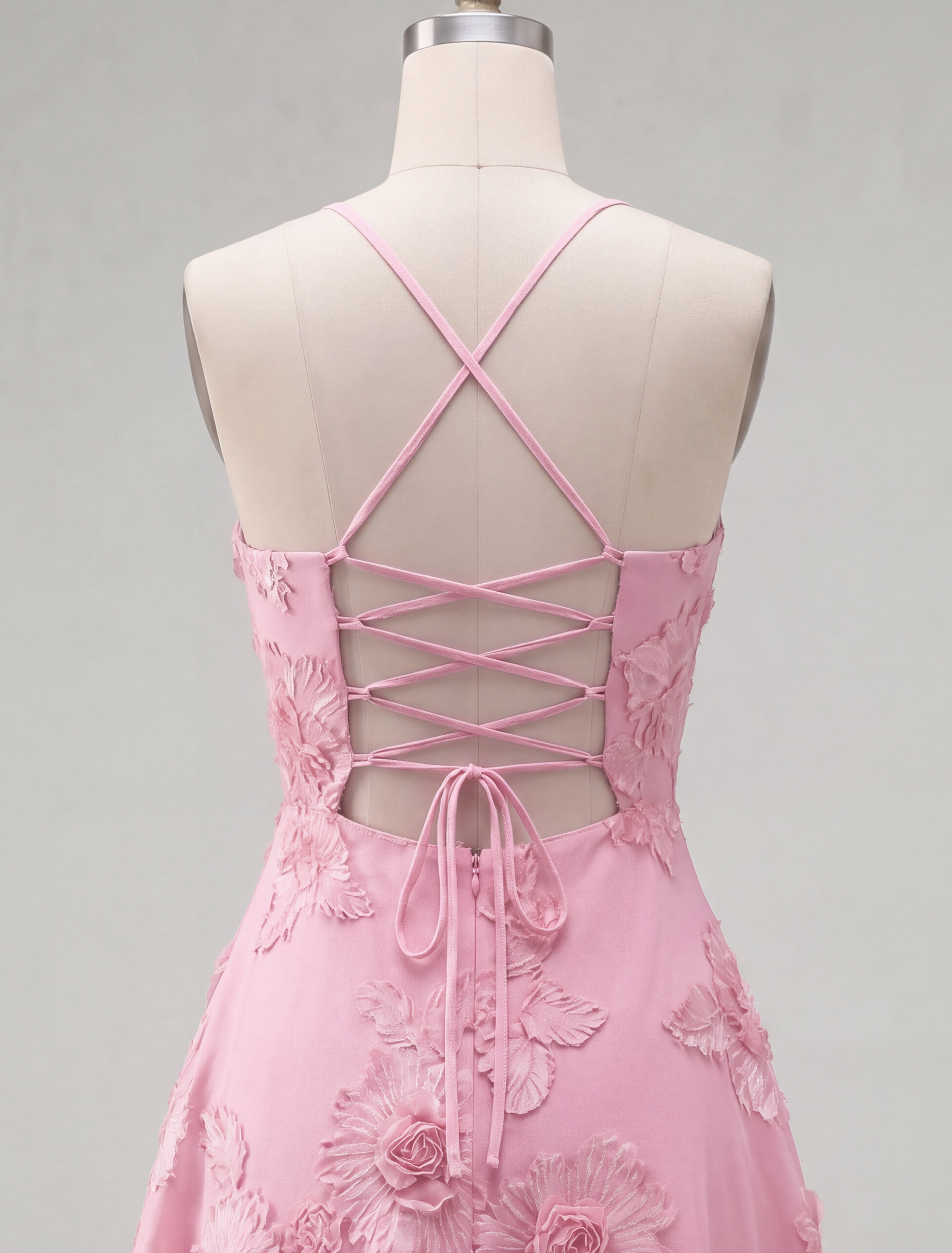 Blue A-Line Spaghetti Straps Floral Short Homecoming Dress