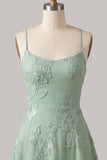 Blue A-Line Spaghetti Straps Floral Short Homecoming Dress