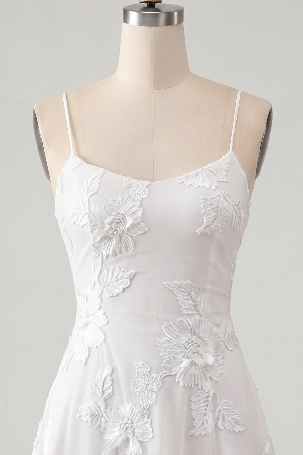 Blue A-Line Spaghetti Straps Floral Short Homecoming Dress