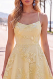 Blue A-Line Spaghetti Straps Floral Short Homecoming Dress