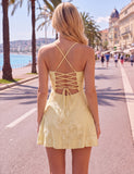 Blue A-Line Spaghetti Straps Floral Short Homecoming Dress