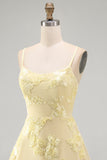 Blue A-Line Spaghetti Straps Floral Short Homecoming Dress