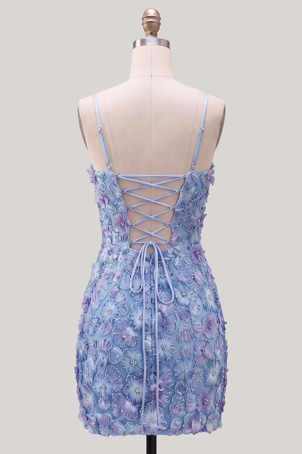 Pink Yellow Tight Spaghetti Straps Floral Short Homecoming Dress with Beading