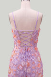 Pink Yellow Tight Spaghetti Straps Floral Short Homecoming Dress with Beading