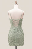 Pink Yellow Tight Spaghetti Straps Floral Short Homecoming Dress with Beading