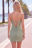 Pink Yellow Tight Spaghetti Straps Floral Short Homecoming Dress with Beading