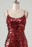 Sparkly Champagne Sequin Tight Spaghetti Straps Short Homecoming Dress