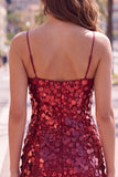 Sparkly Champagne Sequin Tight Spaghetti Straps Short Homecoming Dress