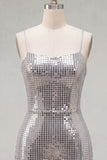 Sparkly Red Tight Spaghetti Straps Sequins Short Homecoming Dress