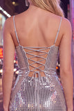 Sparkly Red Tight Spaghetti Straps Sequins Short Homecoming Dress