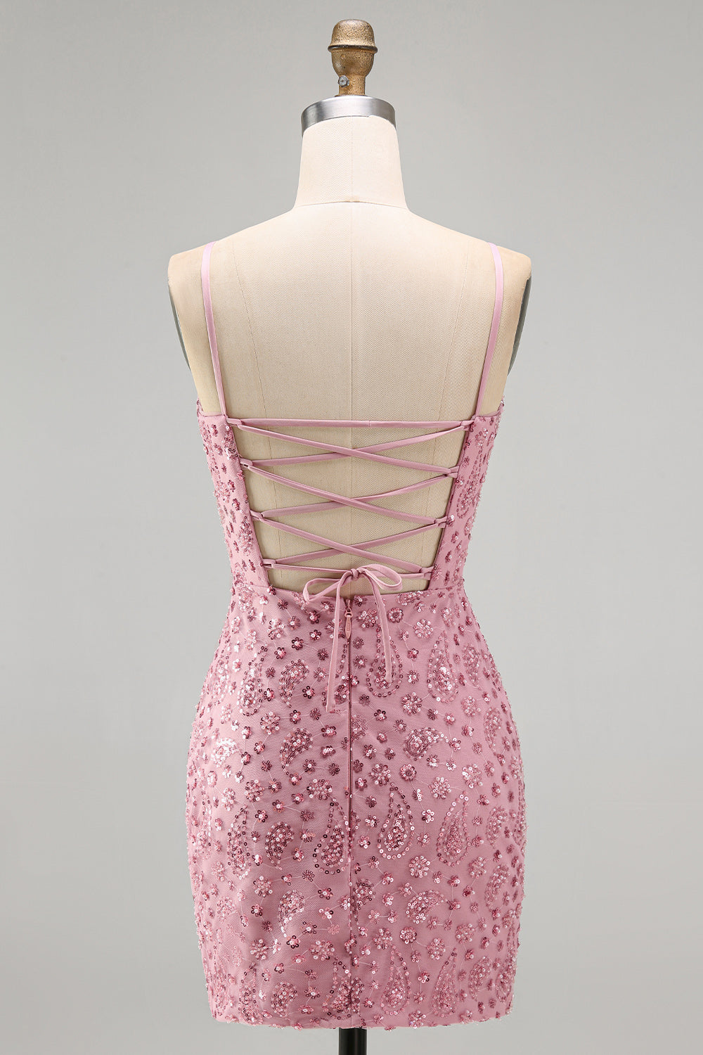 Dusty Rose Tight Cowl Neck Ruched Short Homecoming Dress with Beading