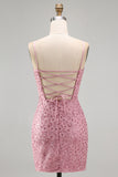 Dusty Rose Tight Cowl Neck Ruched Short Homecoming Dress with Beading