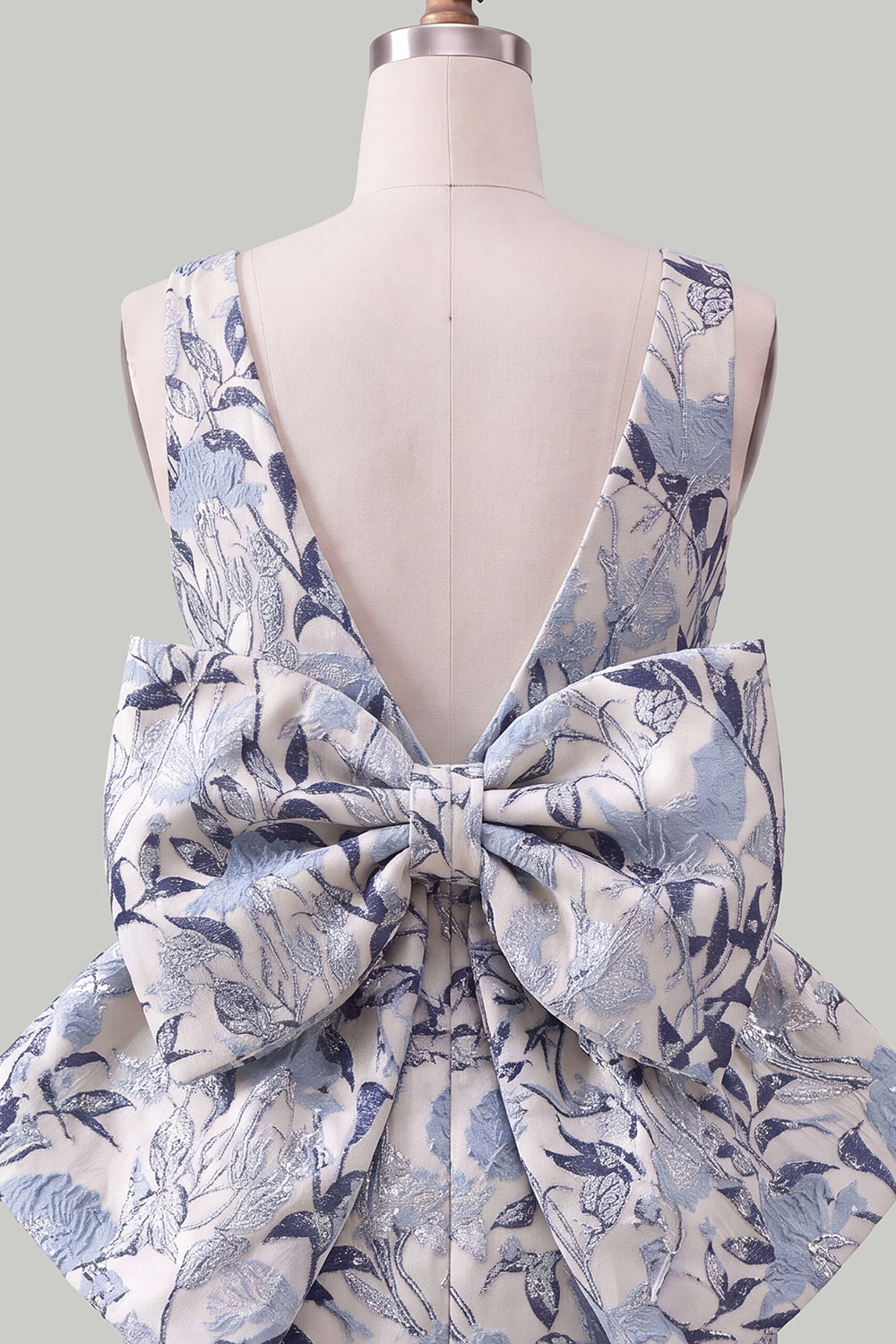 Floral Pink Green Tight Boat Neck Short Homecoming Dress with Bow