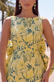 Floral Pink Green Tight Boat Neck Short Homecoming Dress with Bow