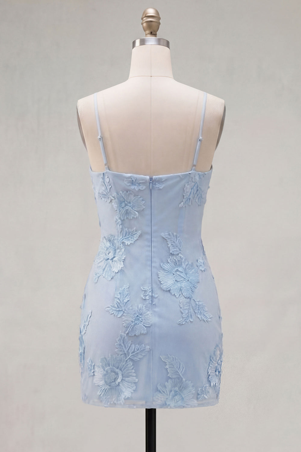 Blue Bodycon Cowl Short Homecoming Dress with Floral
