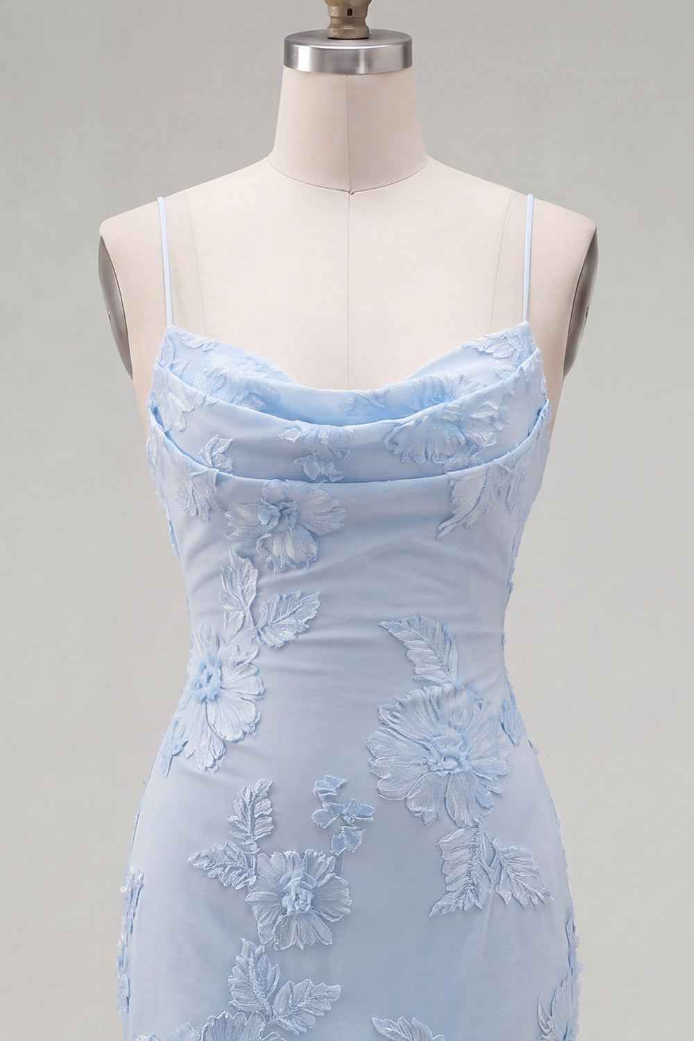 Blue Bodycon Cowl Short Homecoming Dress with Floral