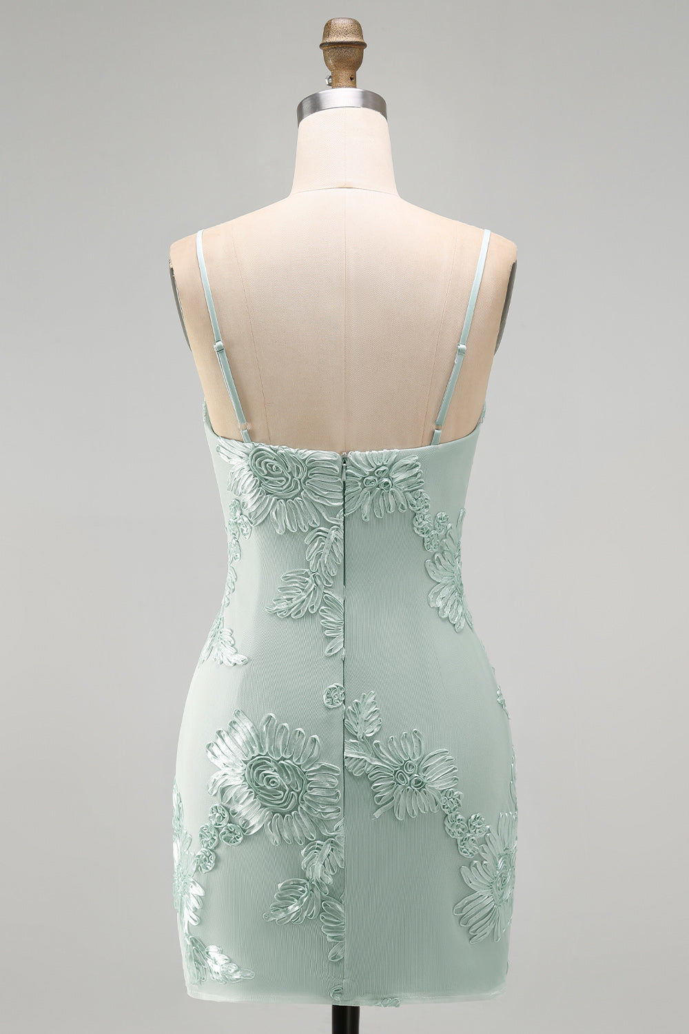 Blue Floral Tight Cowl Neck Short Homecoming Dress