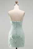 Blue Floral Tight Cowl Neck Short Homecoming Dress