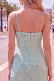 Blue Floral Tight Cowl Neck Short Homecoming Dress