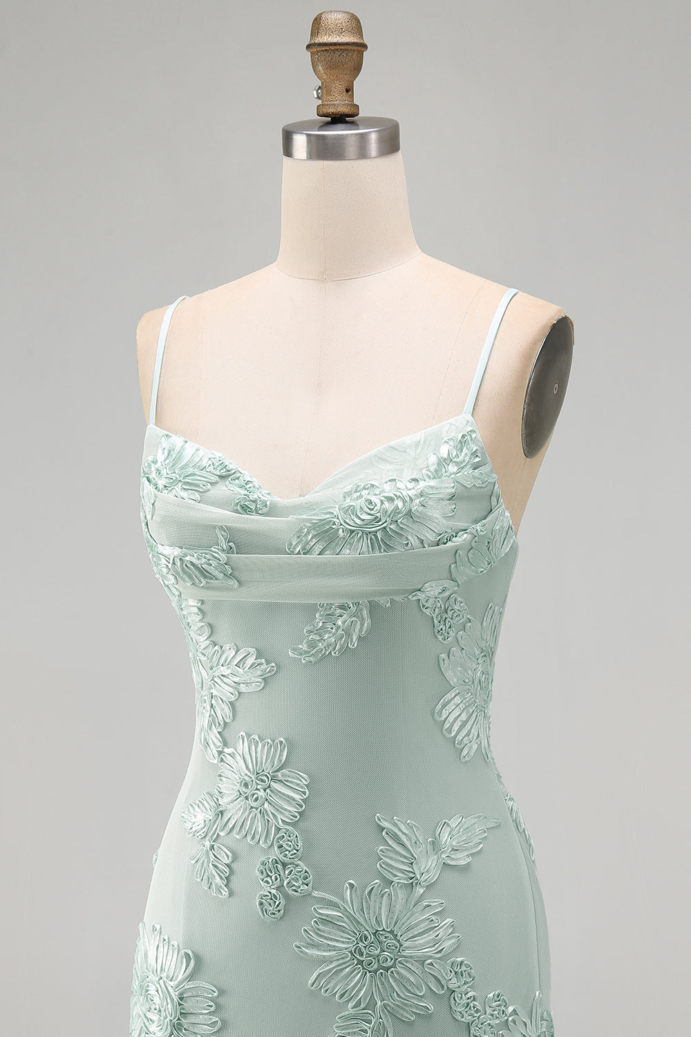 Blue Floral Tight Cowl Neck Short Homecoming Dress