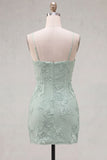 Blue Bodycon Cowl Short Homecoming Dress with Floral