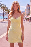 Blue Floral Tight Cowl Neck Short Homecoming Dress