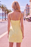 Blue Floral Tight Cowl Neck Short Homecoming Dress