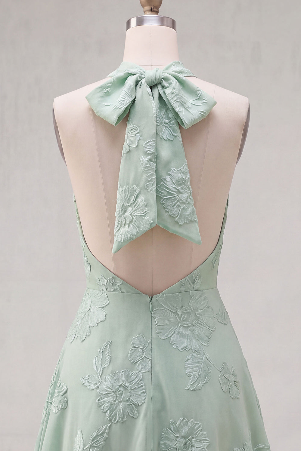 Blue A-Line Halter Floral Short Homecoming Dress