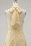 Blue A-Line Halter Floral Short Homecoming Dress
