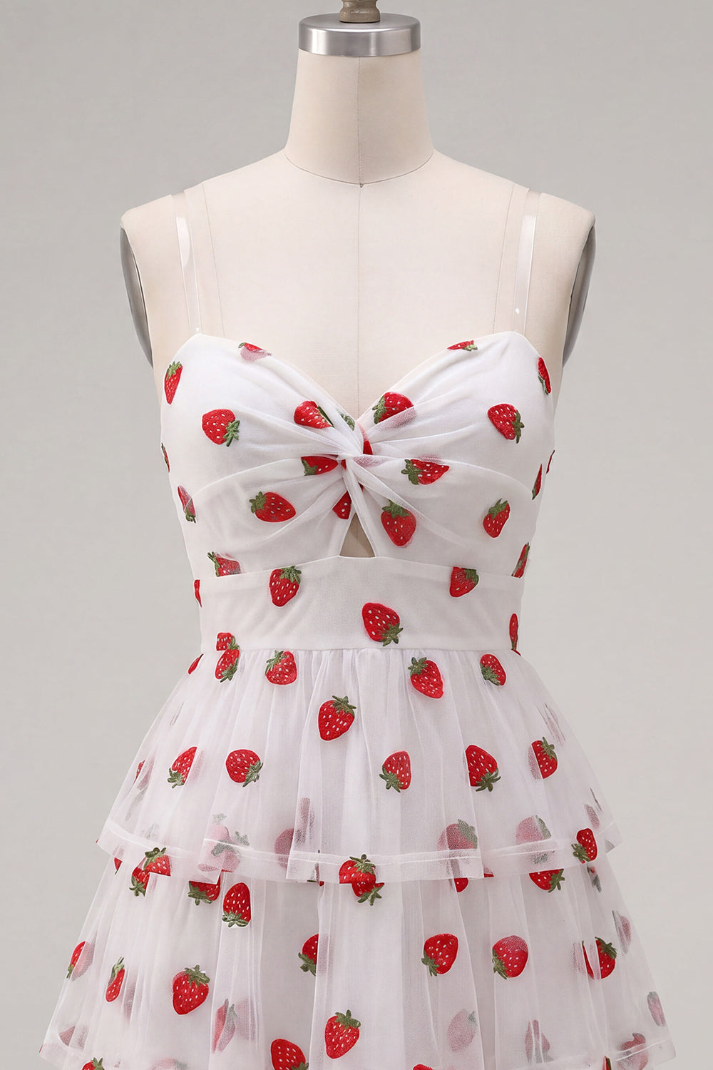 Pink Printed Tiered Spaghetti Straps Short Homecoming Dress