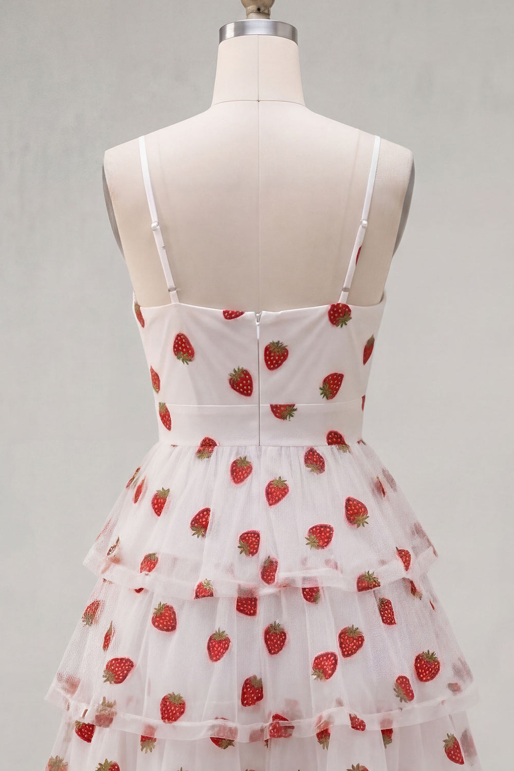 Pink Printed Tiered Spaghetti Straps Short Homecoming Dress
