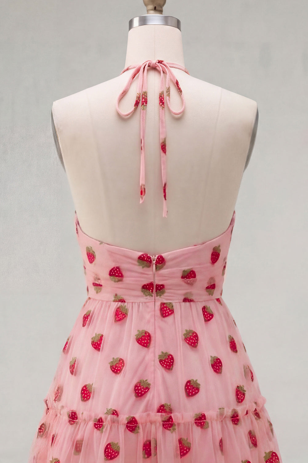 Pink A-Line Halter Printed Short Homecoming Dress