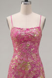 Dark Green Printed Sheath Spaghetti Straps Short Homecoming Dress with Ruffles