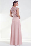 Green Round Neck A Line Long Mother of the Bride Dress with 3D Flowers