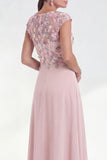 Green Round Neck A Line Long Mother of the Bride Dress with 3D Flowers