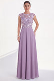 Green Round Neck A Line Long Mother of the Bride Dress with 3D Flowers