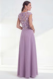 Green Round Neck A Line Long Mother of the Bride Dress with 3D Flowers