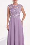 Green Round Neck A Line Long Mother of the Bride Dress with 3D Flowers