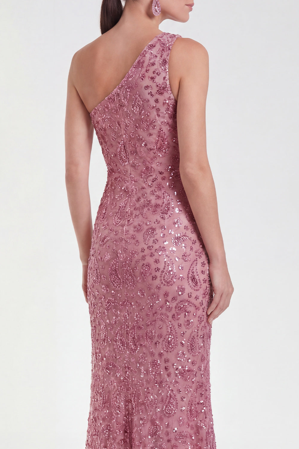 Champagne Sparkly Mermaid One Shoulder Long Mother of the Bride Dress