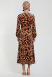 Fuchsia Floral Round Neck Midi Mother of the Bride Dress with Sleeves