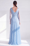 Dark Purple A Line Beaded Long Sparkly Mother Of the Bride Dress