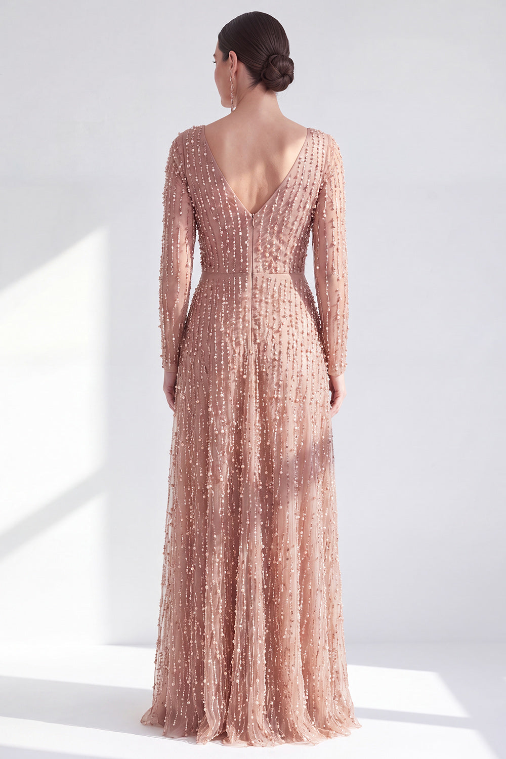 Dark Purple A Line Beaded Long Sparkly Mother Of the Bride Dress