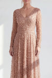 Dark Purple A Line Beaded Long Sparkly Mother Of the Bride Dress