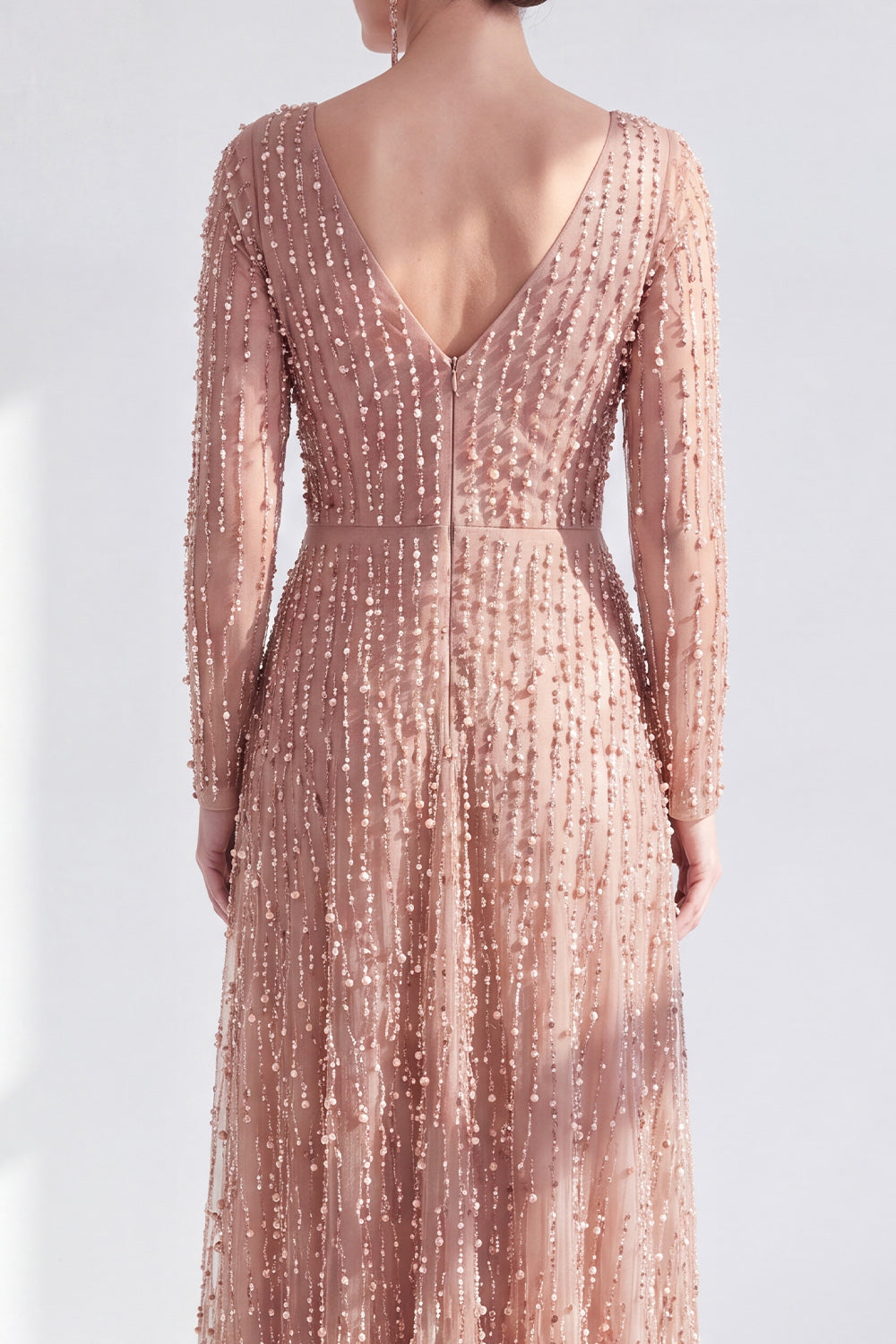 Dark Purple A Line Beaded Long Sparkly Mother Of the Bride Dress