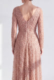Dark Purple A Line Beaded Long Sparkly Mother Of the Bride Dress