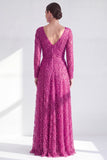 Dark Purple A Line Beaded Long Sparkly Mother Of the Bride Dress