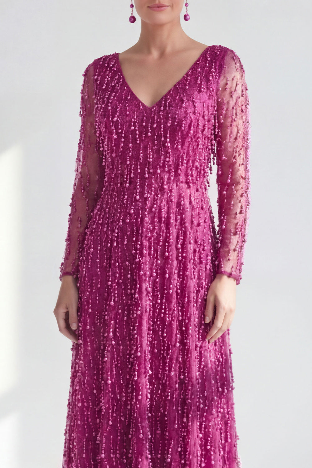 Dark Purple A Line Beaded Long Sparkly Mother Of the Bride Dress