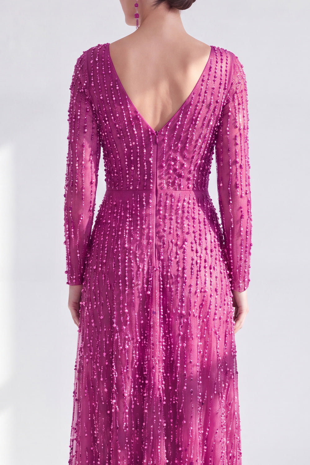 Dark Purple A Line Beaded Long Sparkly Mother Of the Bride Dress