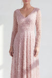 Dark Purple A Line Beaded Long Sparkly Mother Of the Bride Dress