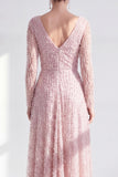 Dark Purple A Line Beaded Long Sparkly Mother Of the Bride Dress